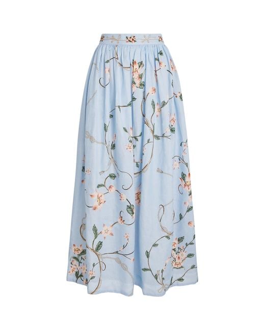 Agua Bendita Blue Cotton Tangelo Navegante Maxi Skirt