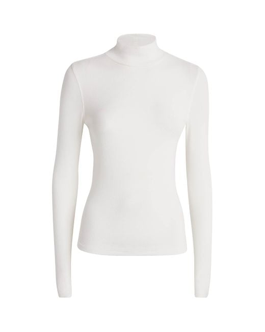 FRAME White Modal Ribbed Rollneck Sweater