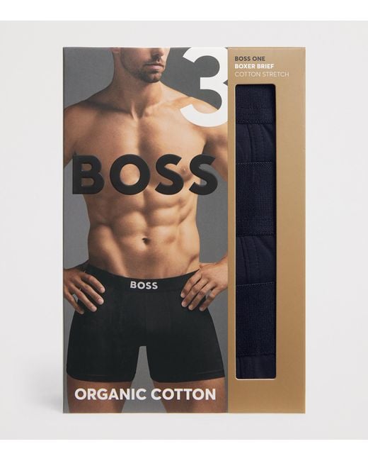 Boss Blue Organic Cotton Stretch Boxer Briefs for men