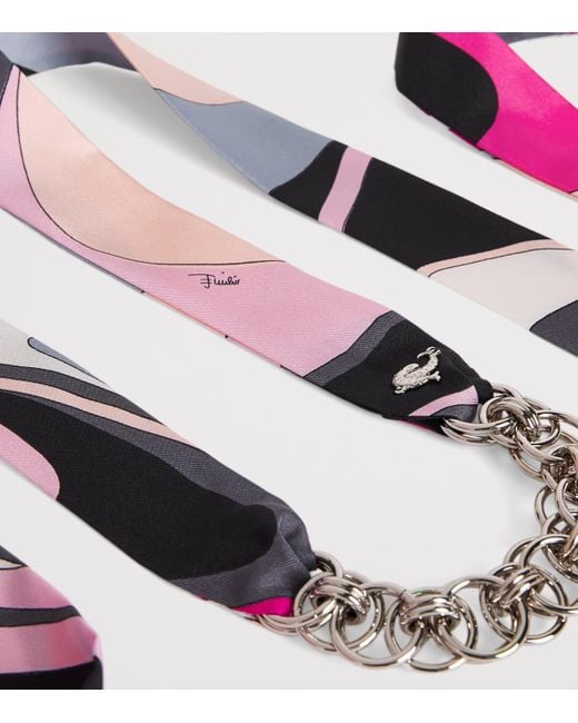 Emilio Pucci Pink Silk Onde Print Scarf Necklace