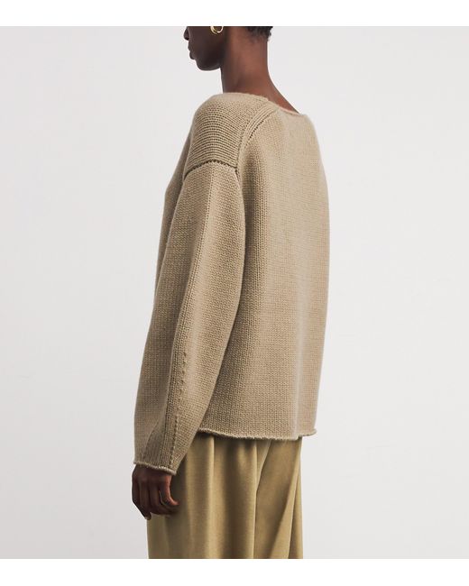 Soft Goat Natural Cashmere Puff-Sleeve Sweater