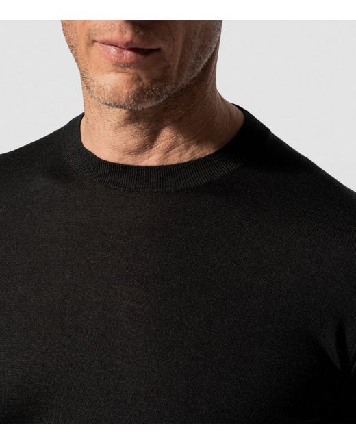 Isaia Black Wool-Blend T-Shirt for men