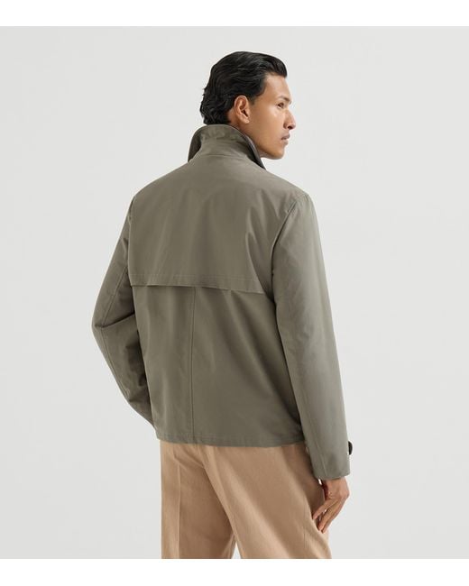 Brunello Cucinelli Green Cotton-Blend Gabardine Field Jacket for men