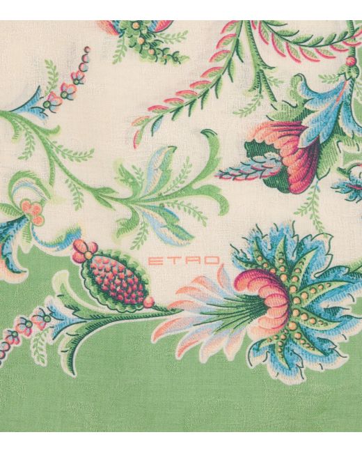 Etro Green Printed Scarf