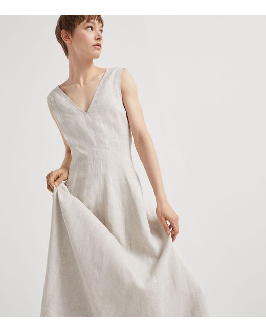 Brunello Cucinelli White Lessivé Linen Maxi Dress