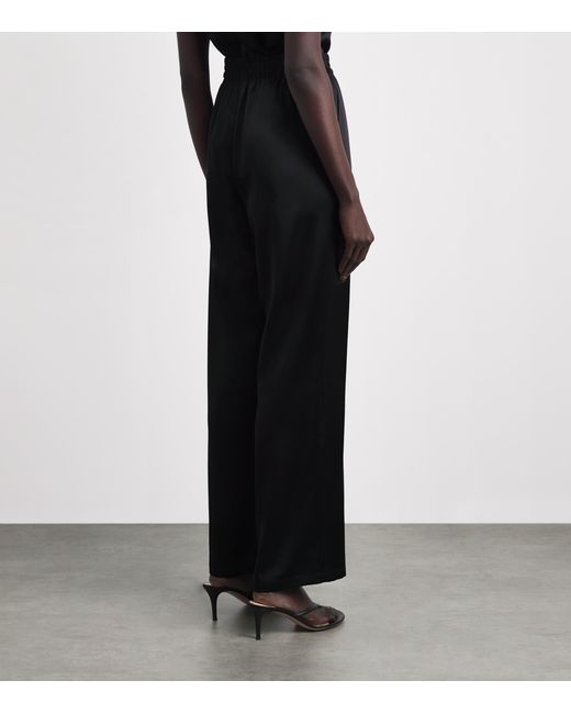Eleventy Black Silk Wide-Leg Trousers