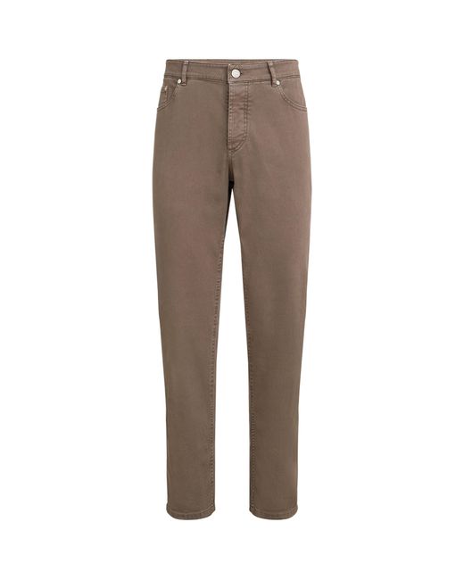 Brunello Cucinelli Gray Garment-Dyed Comfort Cotton Jeans for men