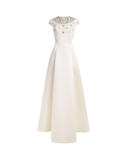 Huishan Zhang White Embroidered Margo Gown