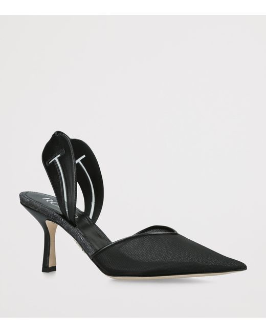 Rodo Black Mesh Aira Slingback Pumps 80