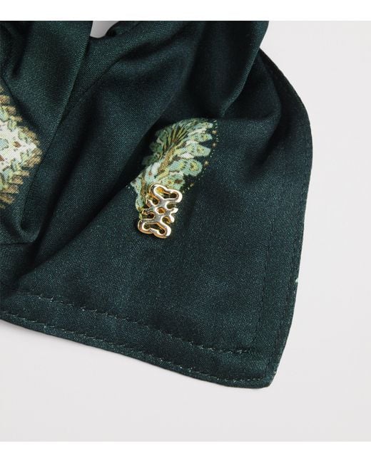 Sandro Green Silk Floral Print Scrunchie