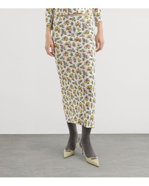Dolce & Gabbana Metallic Floral Print Maxi Skirt