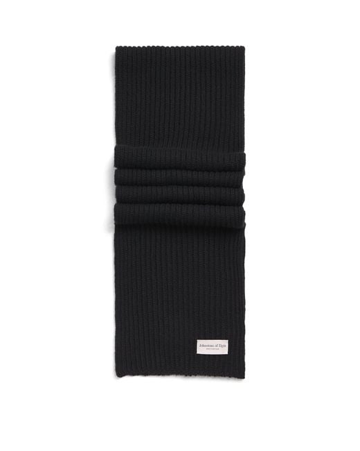 Johnstons Black Cashmere Lovat Ribbed Scarf for men