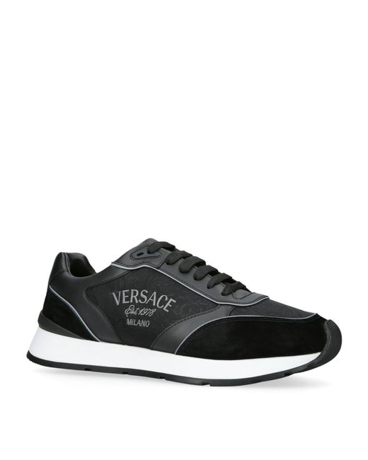 Versace Black Leather Logo Sneakers for men