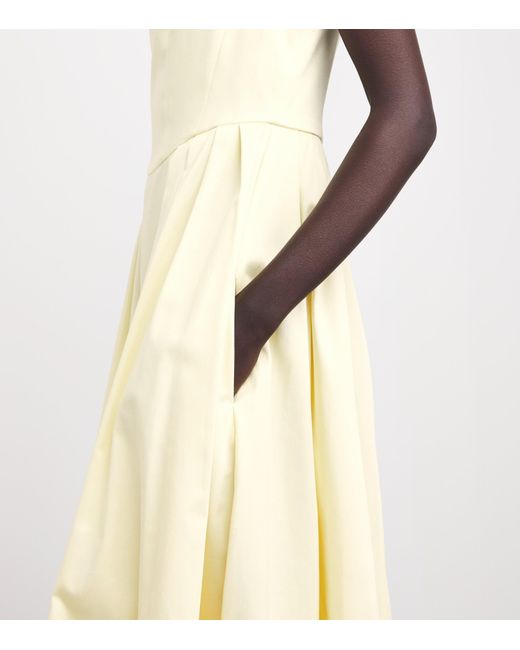 Maje White Stretch-Cotton Rhinestone-Trim Midi Dress