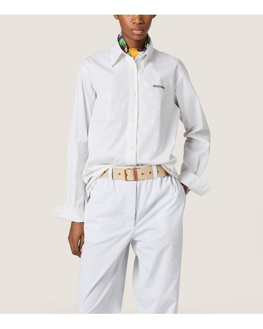 Miu Miu White Cotton Stripe Shirt