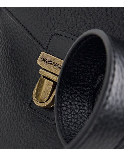 Emporio Armani Black Grained Leather Cross-Body Bag for men