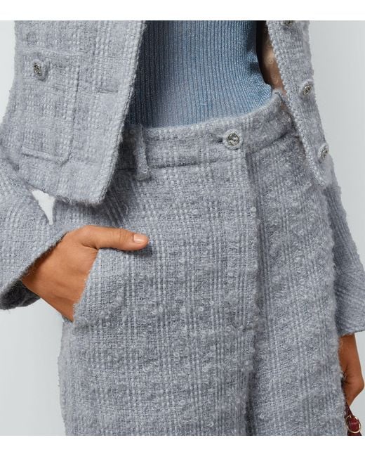 Gucci Blue Wool Tweed Cropped Trousers