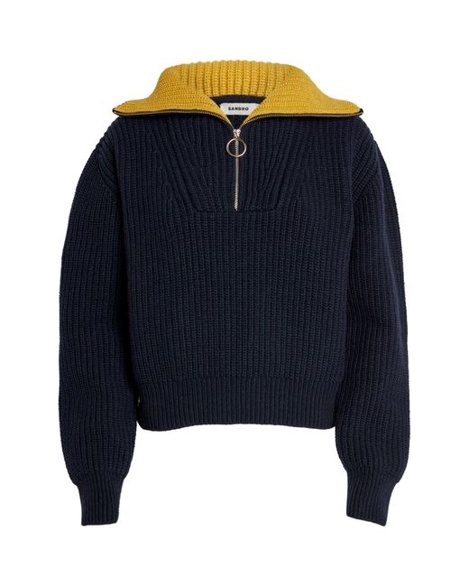 Sandro Blue Half-zip Sweater