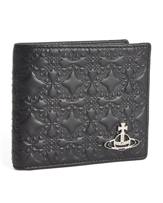 Vivienne Westwood Black Embossed Leather Orb Wallet for men