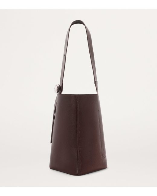 Loewe Brown Large Leather Pebble Bucket Bag for men