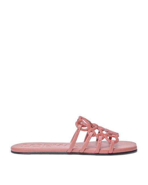 Loewe Pink Leather Petal Anagram Slides