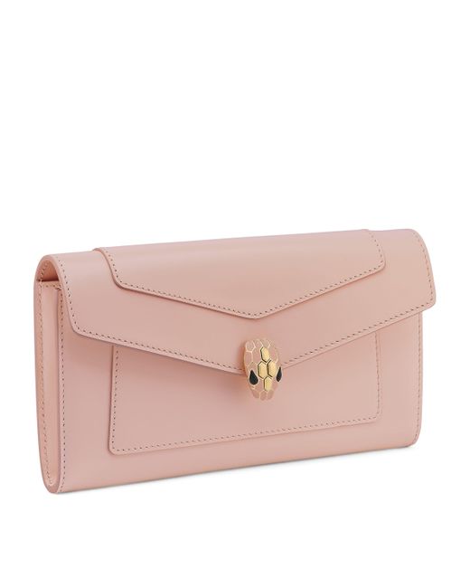 BVLGARI Pink Leather Serpenti Forever Long Wallet