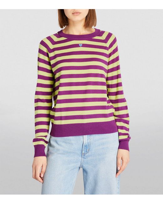 MAX&Co. Red Wool Crew-neck Striped Sweater