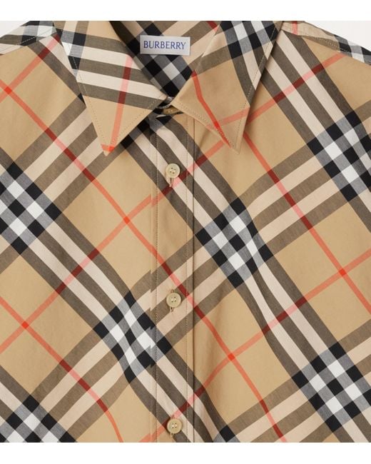 Burberry Gray Organic Cotton Short-Sleeve Check Shirt for men