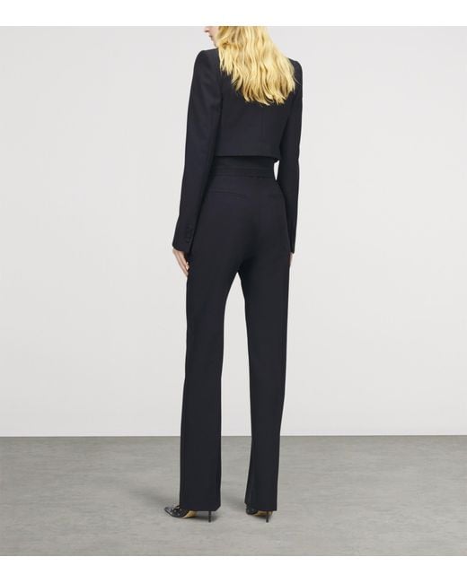 Alexander McQueen Black Wool Cropped Double Lapel Blazer