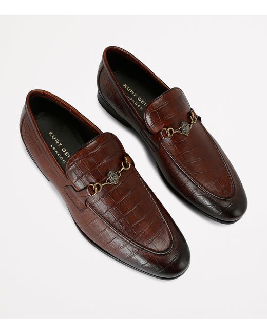 Kurt Geiger Brown Croc-Embossed Alton Loafers for men