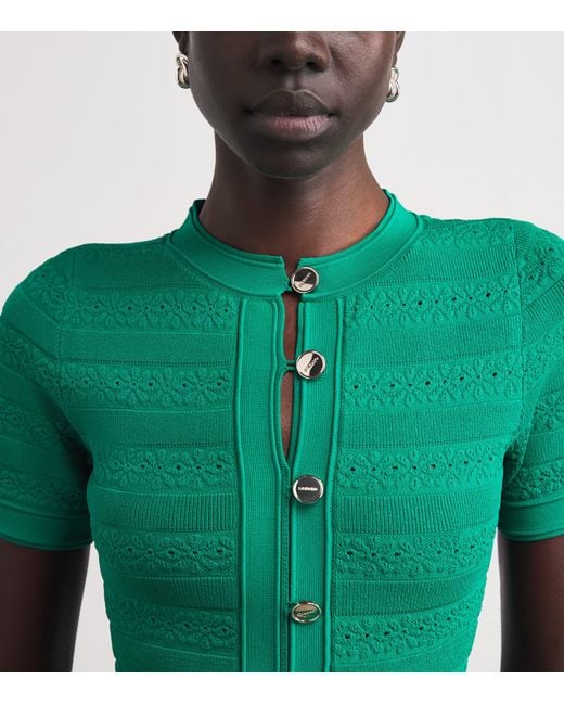 Sandro Green Knit Button-Down Midi Dress