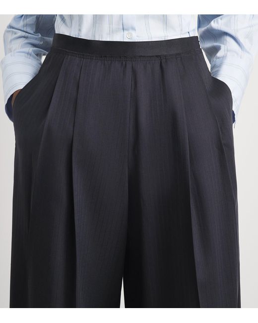 Sandro Blue Wool Stripe Pleated Trousers