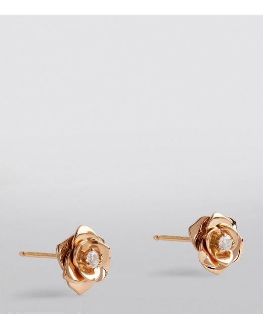 Piaget Metallic Rose And Diamond Rose Earrings