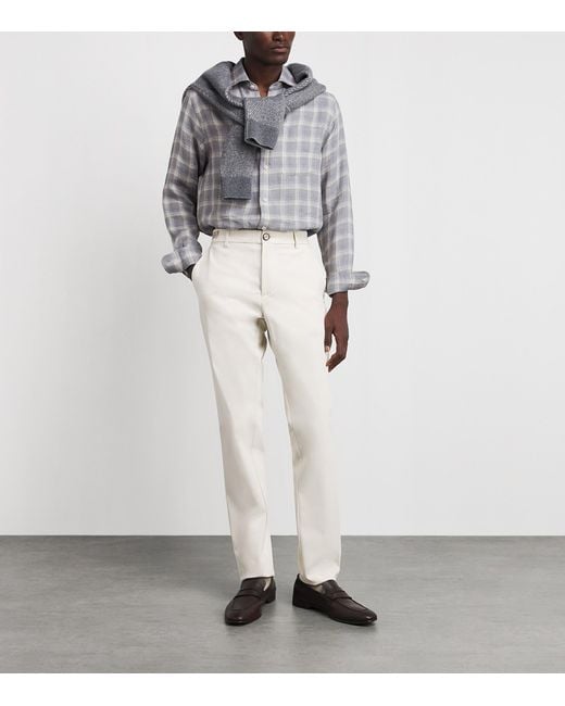 Ralph Lauren Gray Linen Check Shirt for men