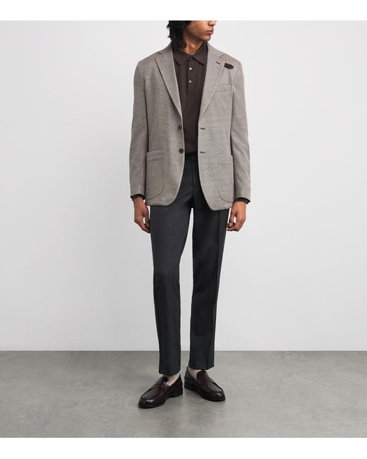 Brioni Brown Long-Sleeve Polo Shirt for men