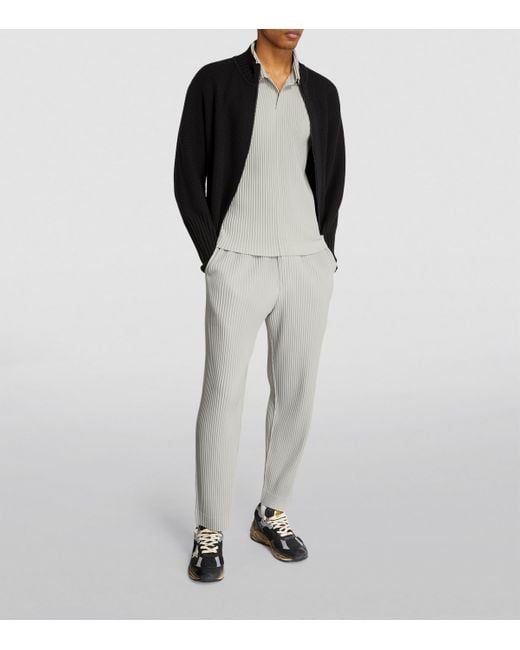 Homme Plissé Issey Miyake Gray Pleated Slim Trousers for men