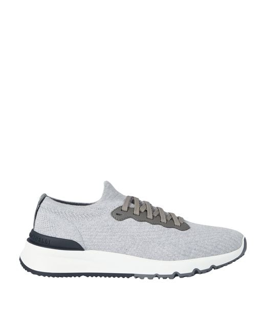 Brunello Cucinelli White Chiné-Knit T-Sole Sneakers for men