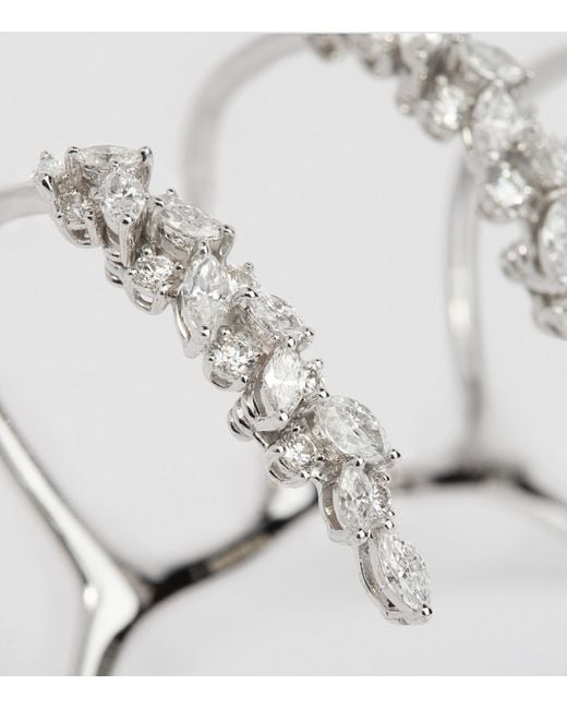 YEPREM Metallic And Diamond Y-Conic Four-Finger Ring