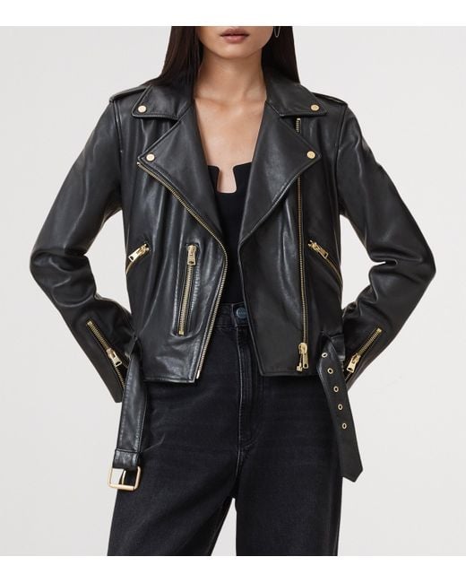 AllSaints Black Leather Balfern Jacket