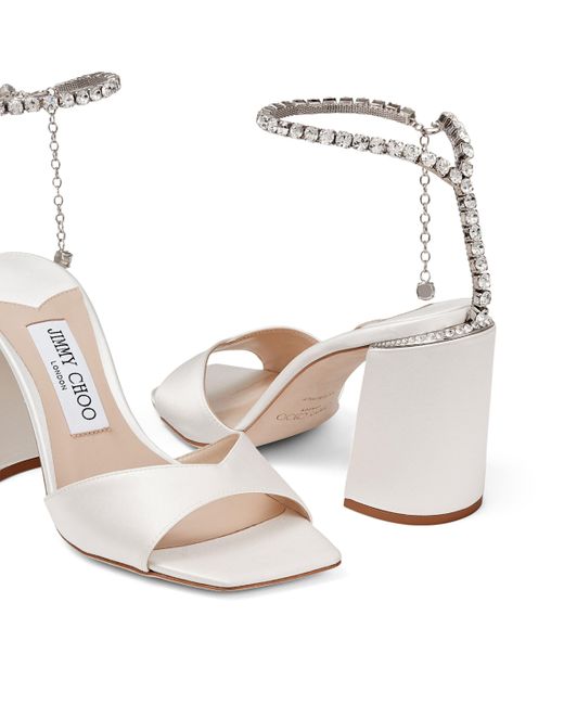 Jimmy Choo White Saeda 85 Satin Sandals