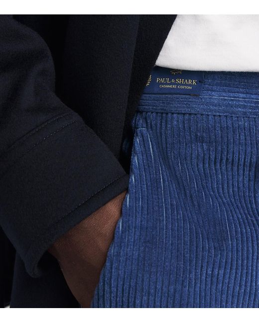Paul & Shark Blue Cotton-Cashmere Corduroy Trousers for men