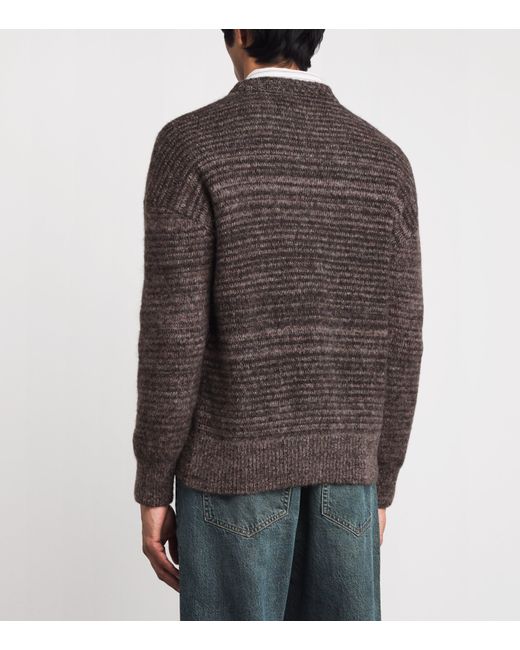 Oliver Spencer Gray Wool-Blend Stripe Burley Sweater for men