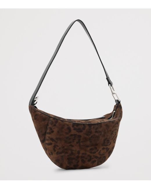 AllSaints Brown Micro Suede Luna Leppo Shoulder Bag