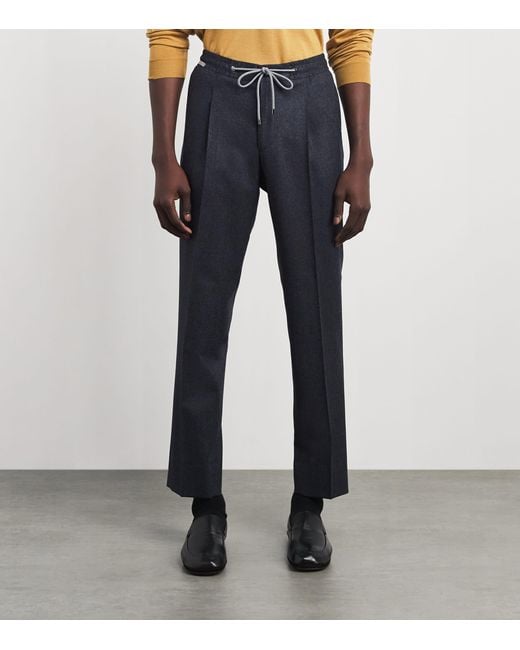 Corneliani Blue Virgin Wool Drawstring Trousers for men
