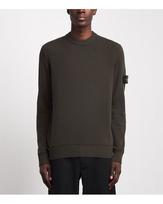 Stone Island Black Virgin Wool Compass Sweater for men