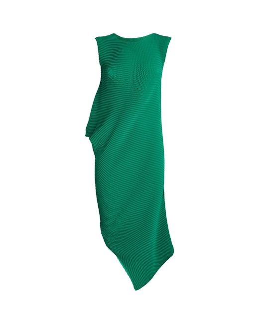 Issey Miyake Green Polygon Pleats Midi Dress