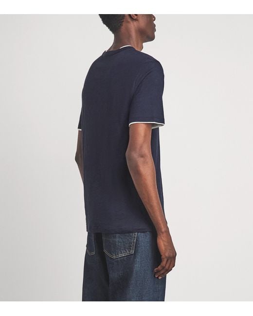 Vince Blue Pima Cotton Slub Double-Layer T-Shirt for men