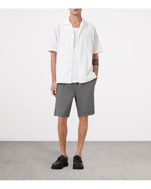 AllSaints Gray Cotton-Linen Hanbury Shorts for men