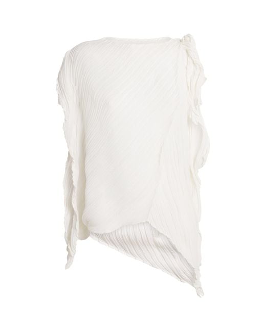 Issey Miyake White Wrinkled And Twisted Top