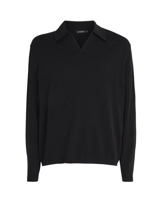 J.Lindeberg Black Refibra-Blend Rowan Polo Sweater for men
